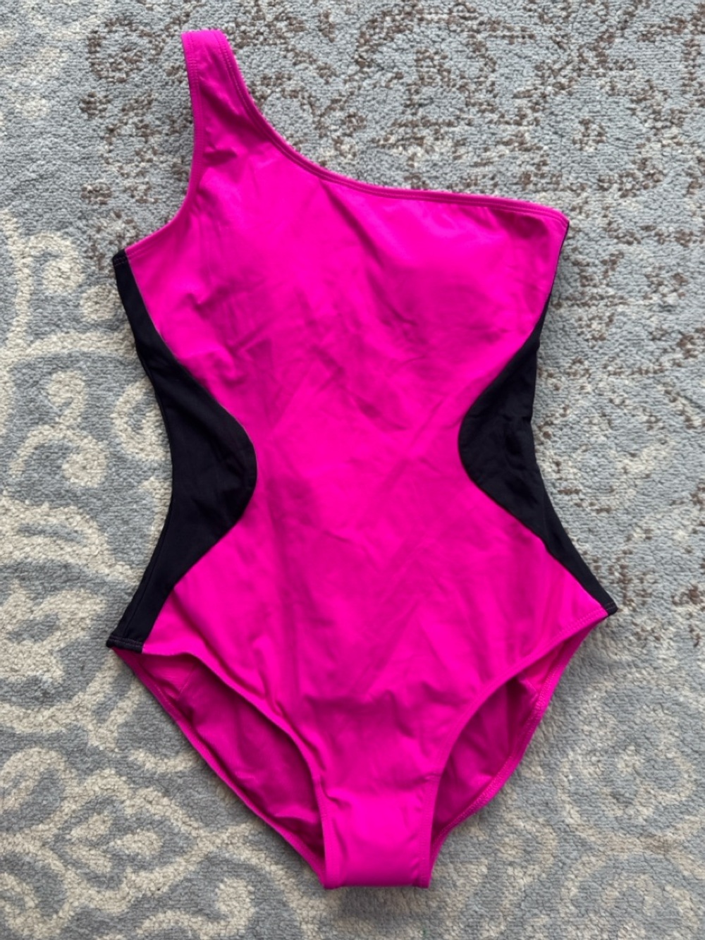 TA3 One Sidey Contour Snatched Waist Corset Back Swimsuit Pink Black Med Short